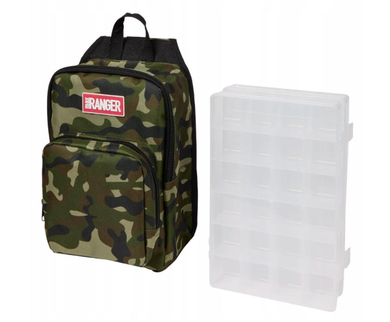 TACTICAL CAMO FISHING BACKPACK 2 ORGANIZERS BAIT BAG ACCESSORIES Model Plecak organizer na ryby