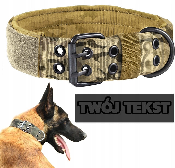 TACTICAL DOG COLLAR WIDE 45-57cm + ENGRAVING