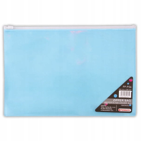 TADEO ZIPPER ENVELOPE FORMAT A4 BLUE SCHOOL OFFICE FOR DOCUMENTS