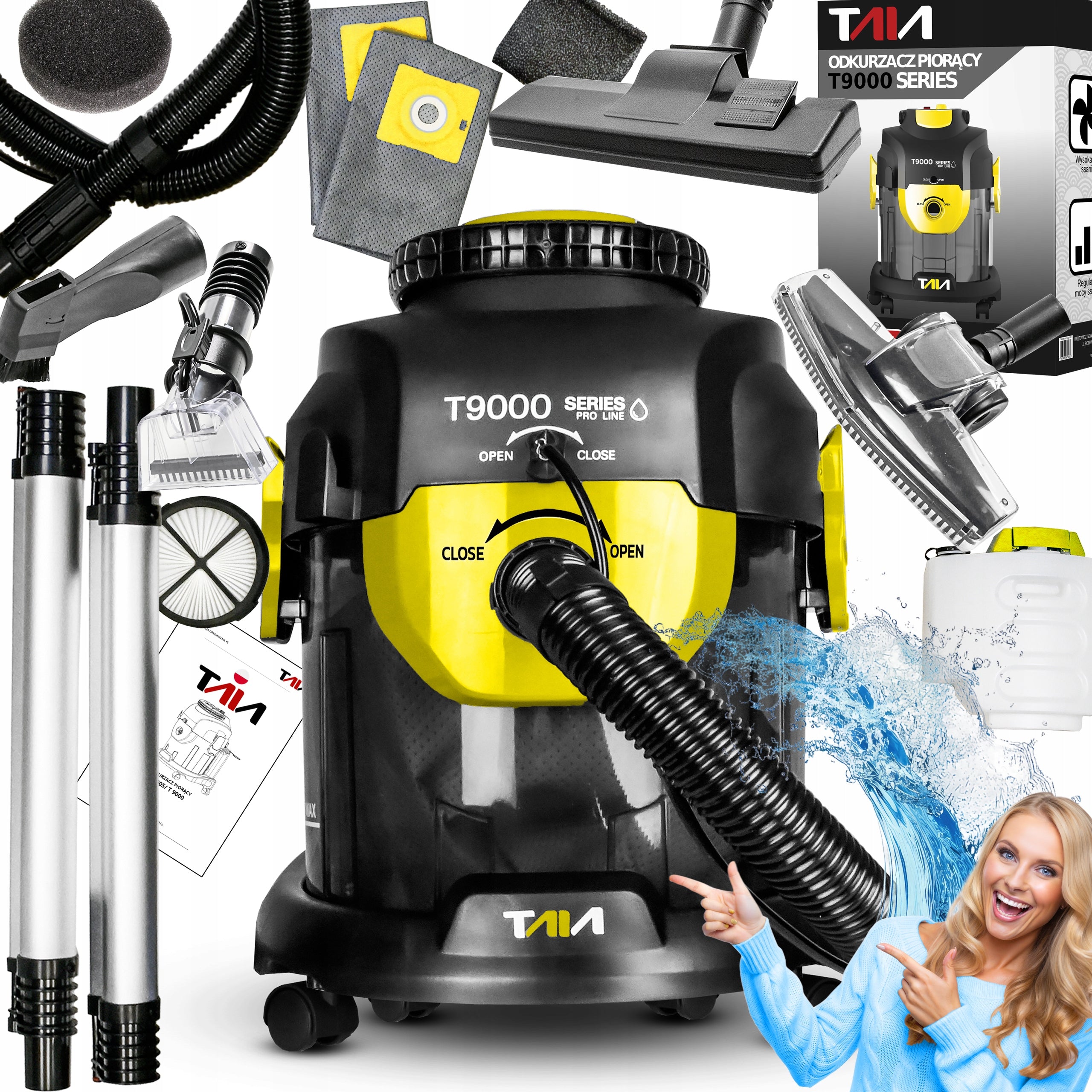 TAIA 2200W VACUUM CLEANER FOR CARPETS FOR UPHOLSTERY 3L TURBO BLOWING XXXXL Packaging status original
