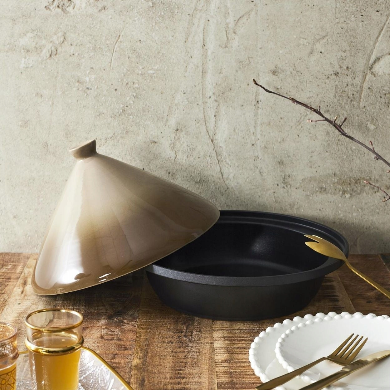 TAJINE pot tagine for stewing meats 30cm for CERAMIC INDUCTION Color brown
