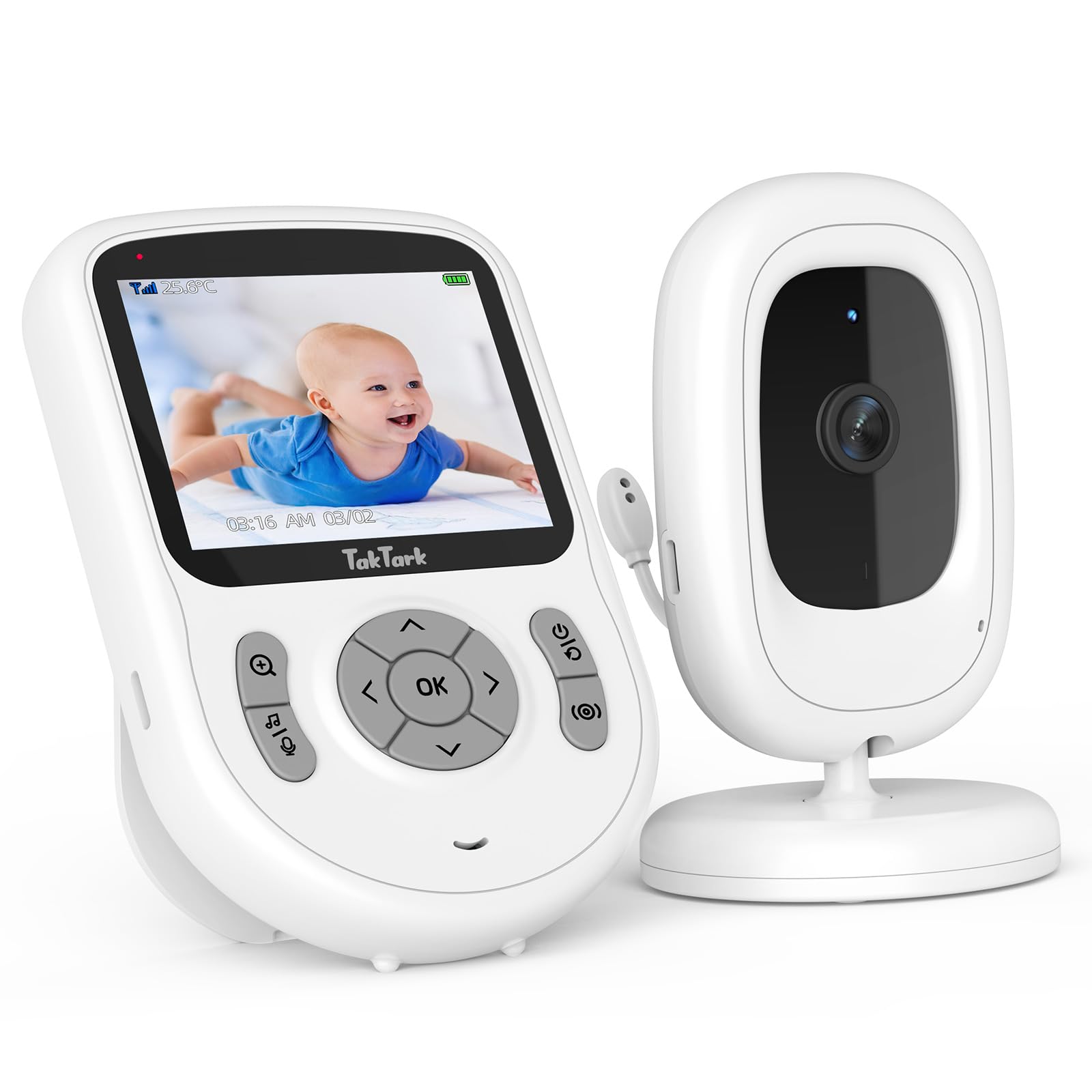 TAKTARK Baby Monitor 28 Video 720p IPS Camera Without WiFi 750mAh