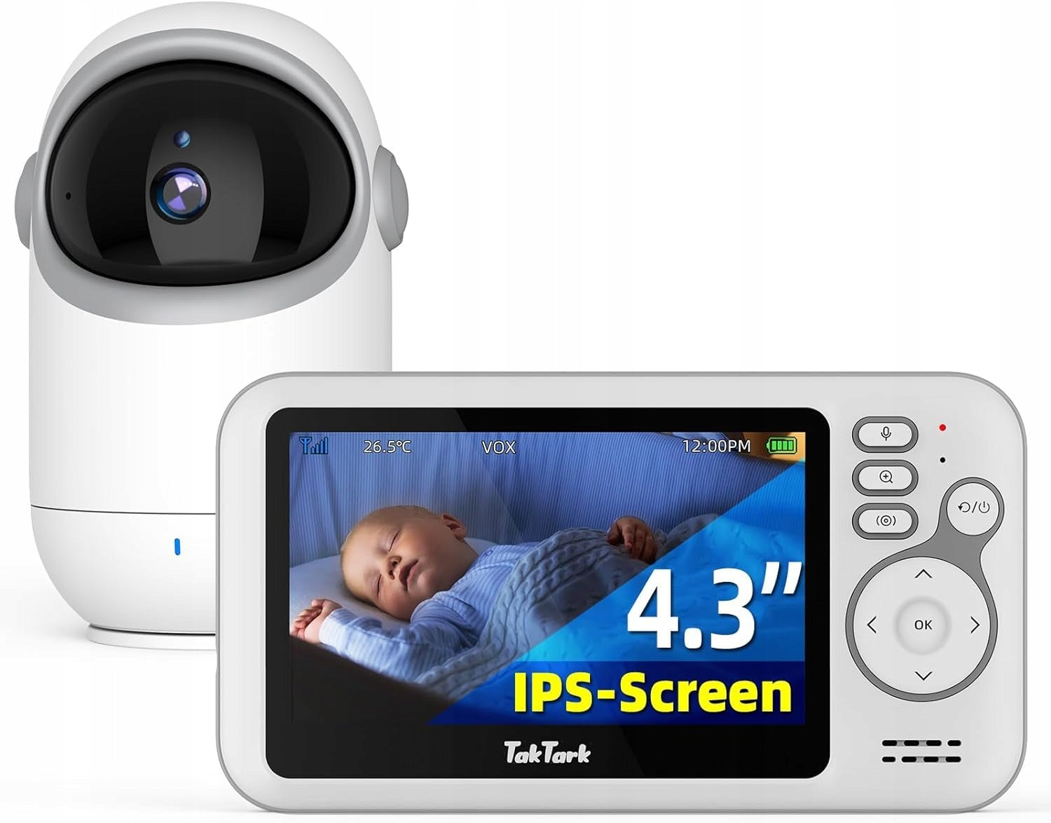 TAKTARK Baby Monitor Electronic Camera 43'' Audio VOX Rotating Night Vision