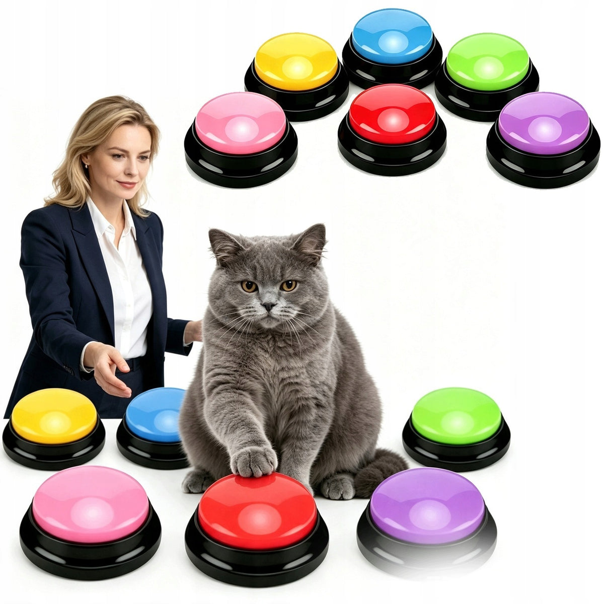 TALKING BUTTONS RECORDED FOR DOG COMMUNICATION TRAINING AT HOME 6X LEARNING