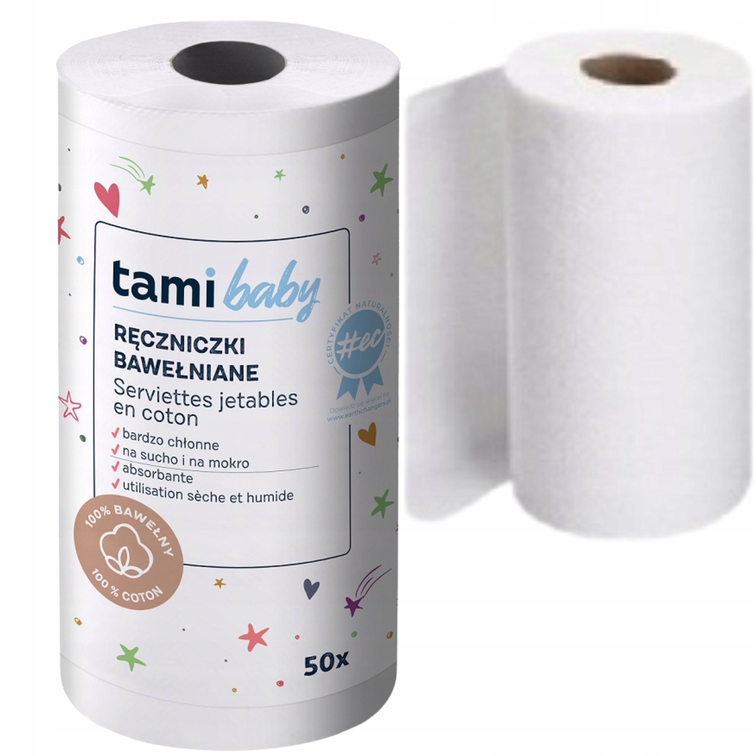 TAMI COTTON TOWELS FOR NEWBORNS ROLL 50PCS