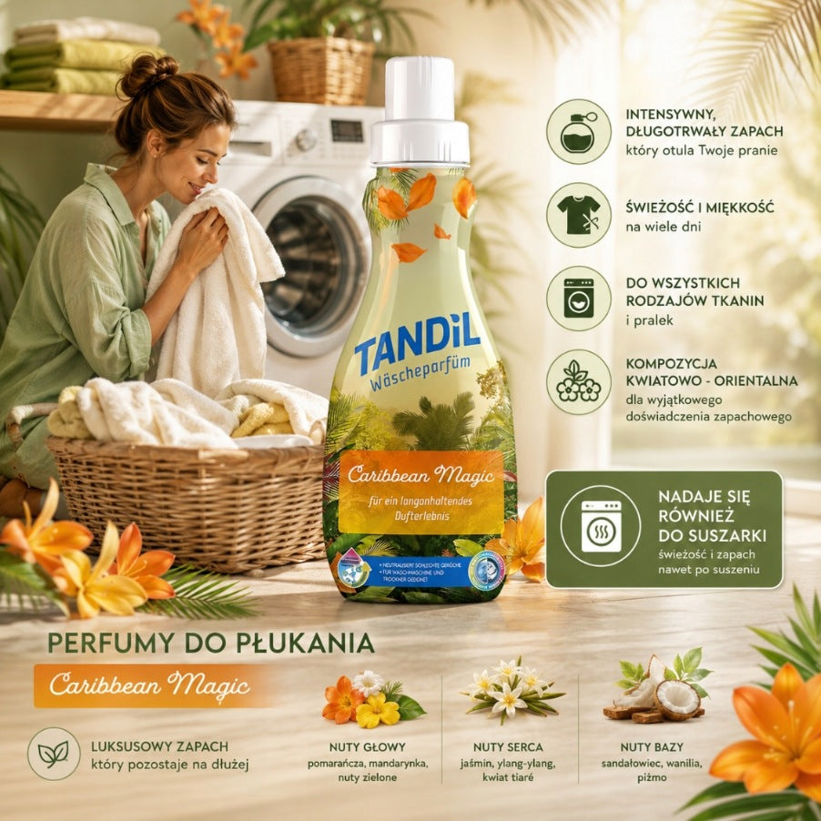 TANDIL CARIBBEAN MAGIC SCENT LAUNDRY PERFUME RINSING AND DRYER 400ml Packaging status original