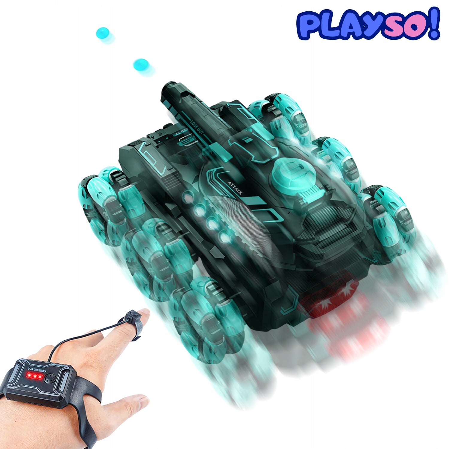 TANK REMOTE CONTROLLED CAR WITH GEL BALL CANNON 6x6 REMOTE CONTROL AND GESTURES Packaging status original