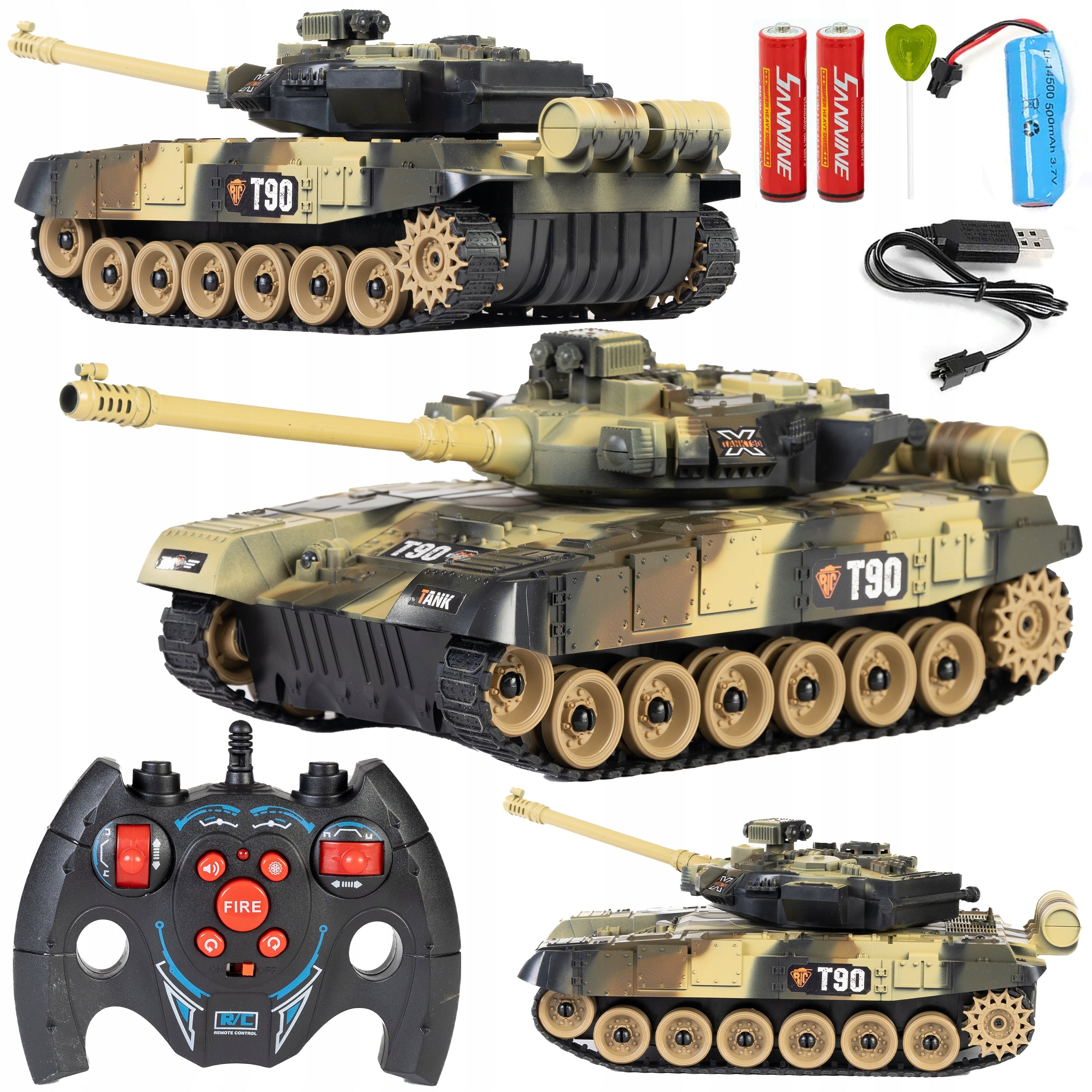 TANK REMOTE CONTROLLED ON REMOTE CONTROL RC LIGHT SOUND MOVING BARREL