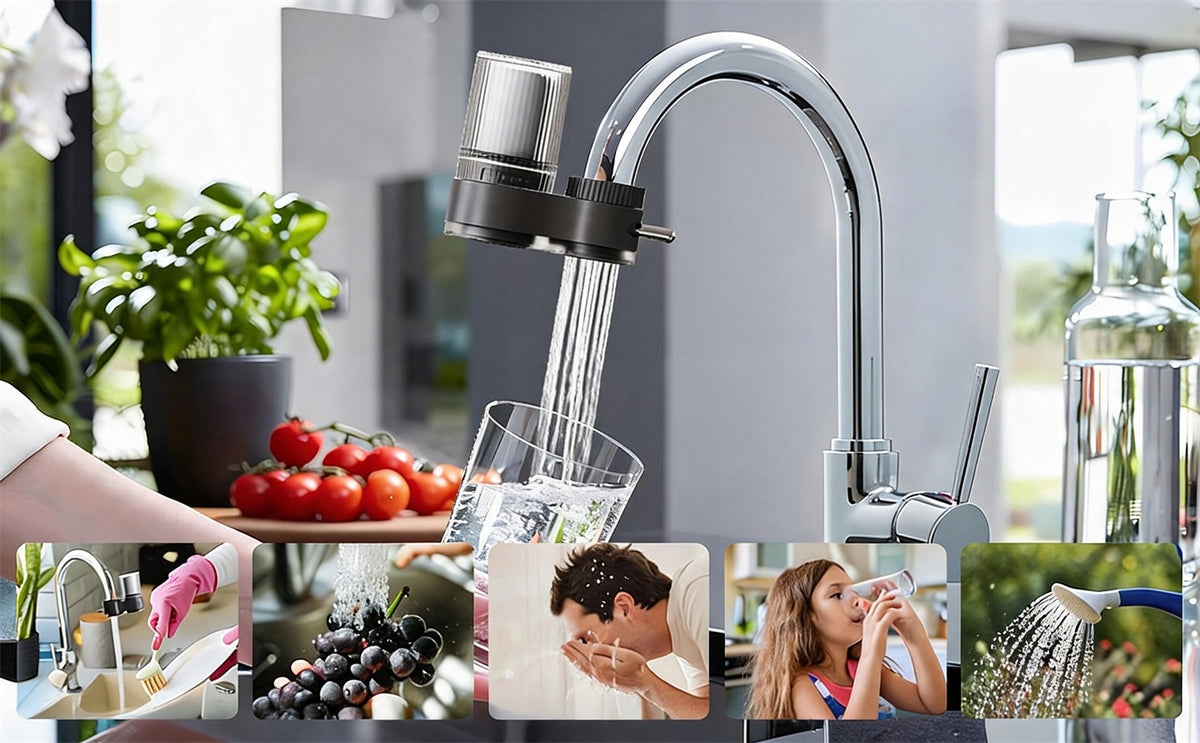 TAP WATER FILTER COMPACT WITH 2 CARTRIDGES AND 5 ADAPTERS Packaging status original