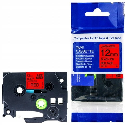 TAPE FITS BROTHER 12MM 8M RED. TZ431 AZ431