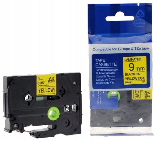 TAPE FITS BROTHER 9MM 8M YELLOW TZ AZ 621