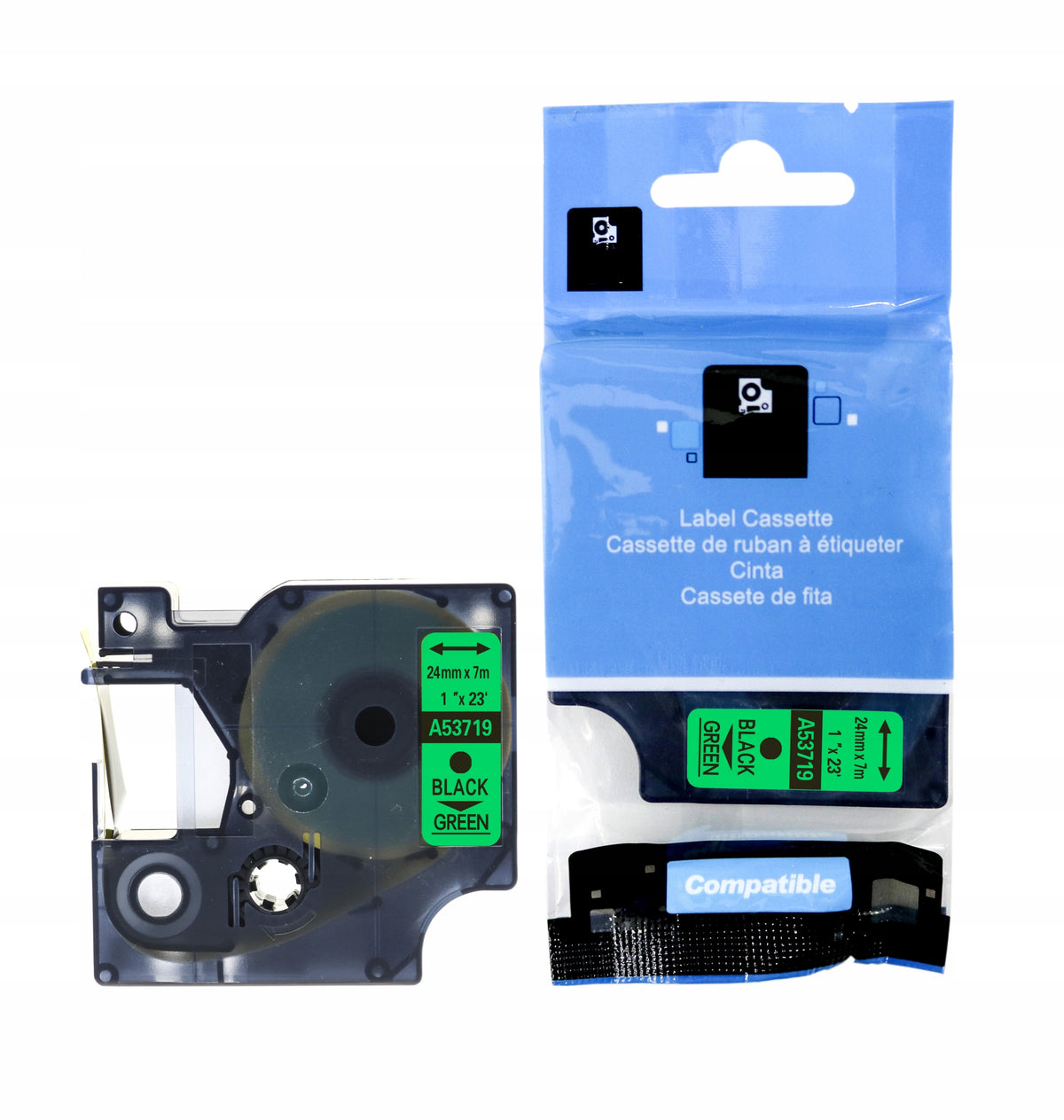 TAPE FOR DYMO 53719 24mm 7m GREEN/ BLACK