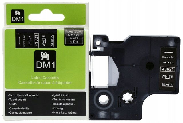 TAPE FOR DYMO LabelWriter 6MM 7M BLACK D1 43621