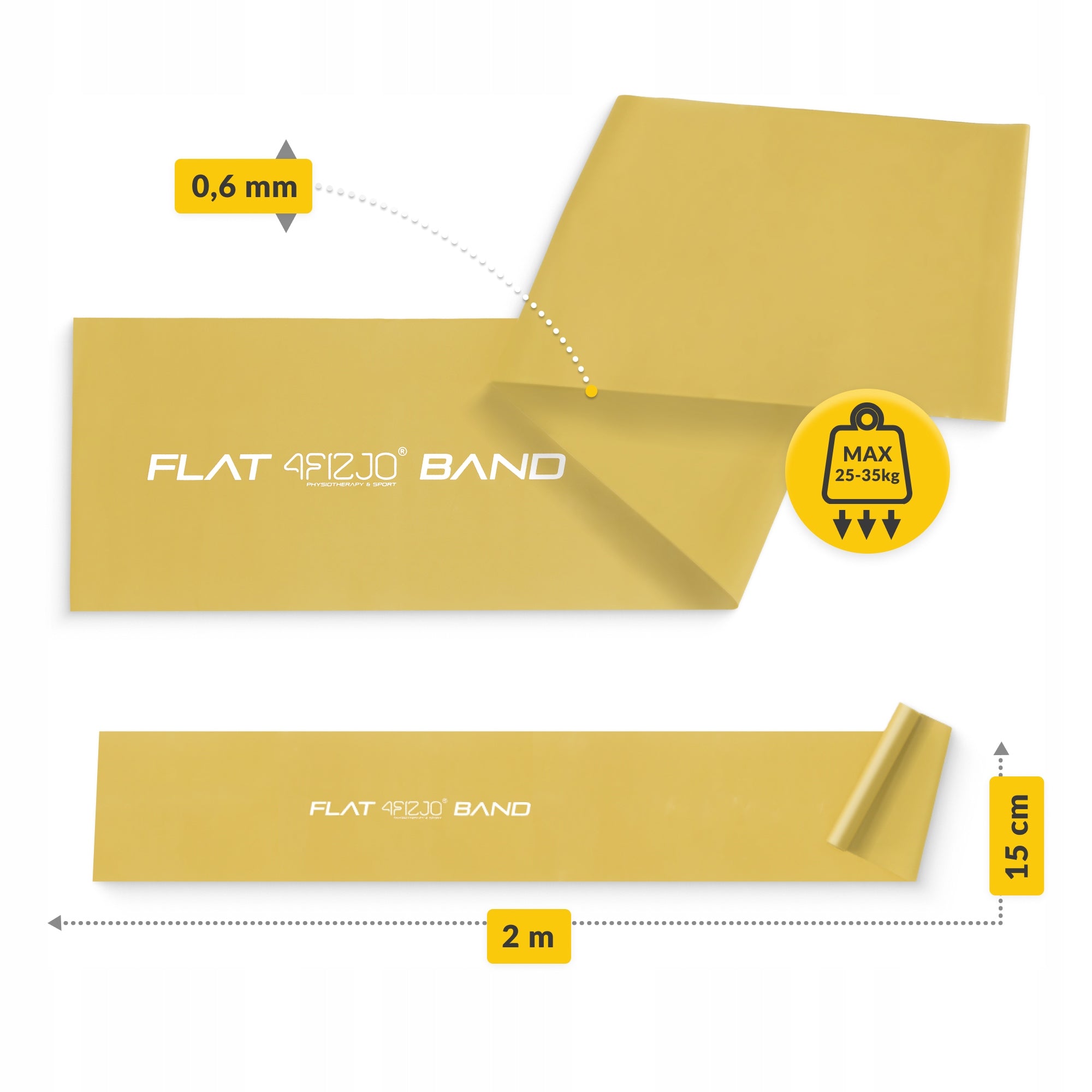 TAPE REHABILITATION RUBBER FOR FLAT BAND EXERCISES 2M RESISTANCE VERY STRONG 7/7 Brand 4FIZJO