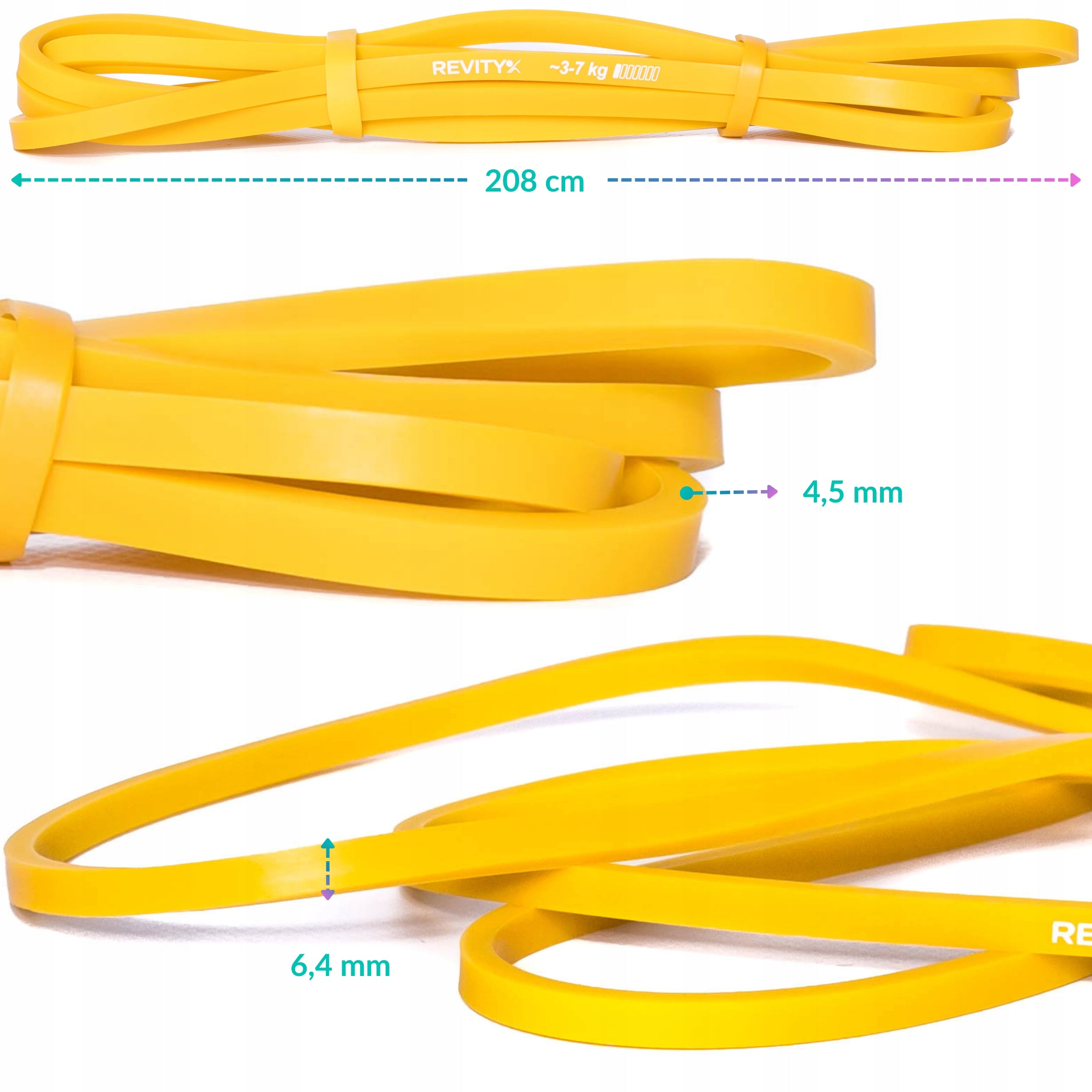 TAPE RUBBER FOR STRETCHING EXERCISES WARM-UP YELLOW RESISTANCE 3-7 KG POWER BAND Kind rubber