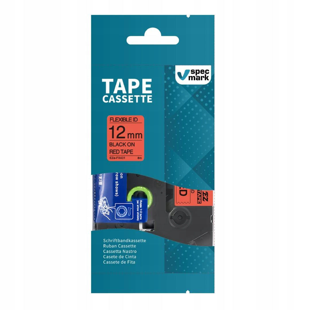 TAPE SPECMARK FOR BROTHER TZe-FX431 12MM x 8m Red FLEXI Packaging status original