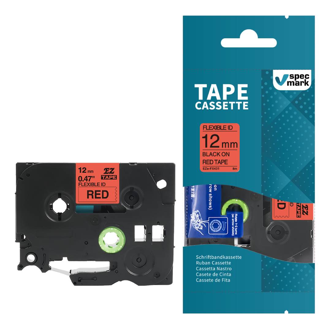 TAPE SPECMARK FOR BROTHER TZe-FX431 12MM x 8m Red FLEXI