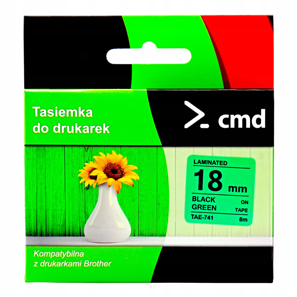 TAPE TZe-741 TZ-741 TAe-741 FOR BROTHER GREEN BLACK PRINT 18mm 8m Packaging status original