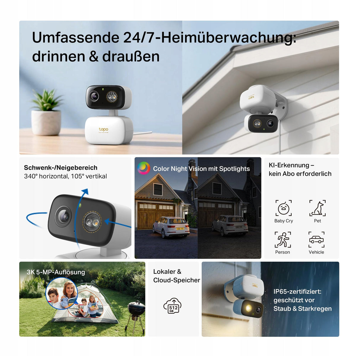 TAPO C236 Camera 3K 5MP 360° AI Detection microSD 512GB Packaging status original
