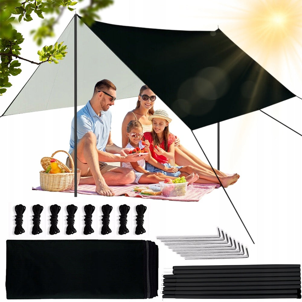 TARP CAMPING SHEET WATERPROOF 3X3M UV PROTECTION DURABLE METAL PIPES Packaging status original