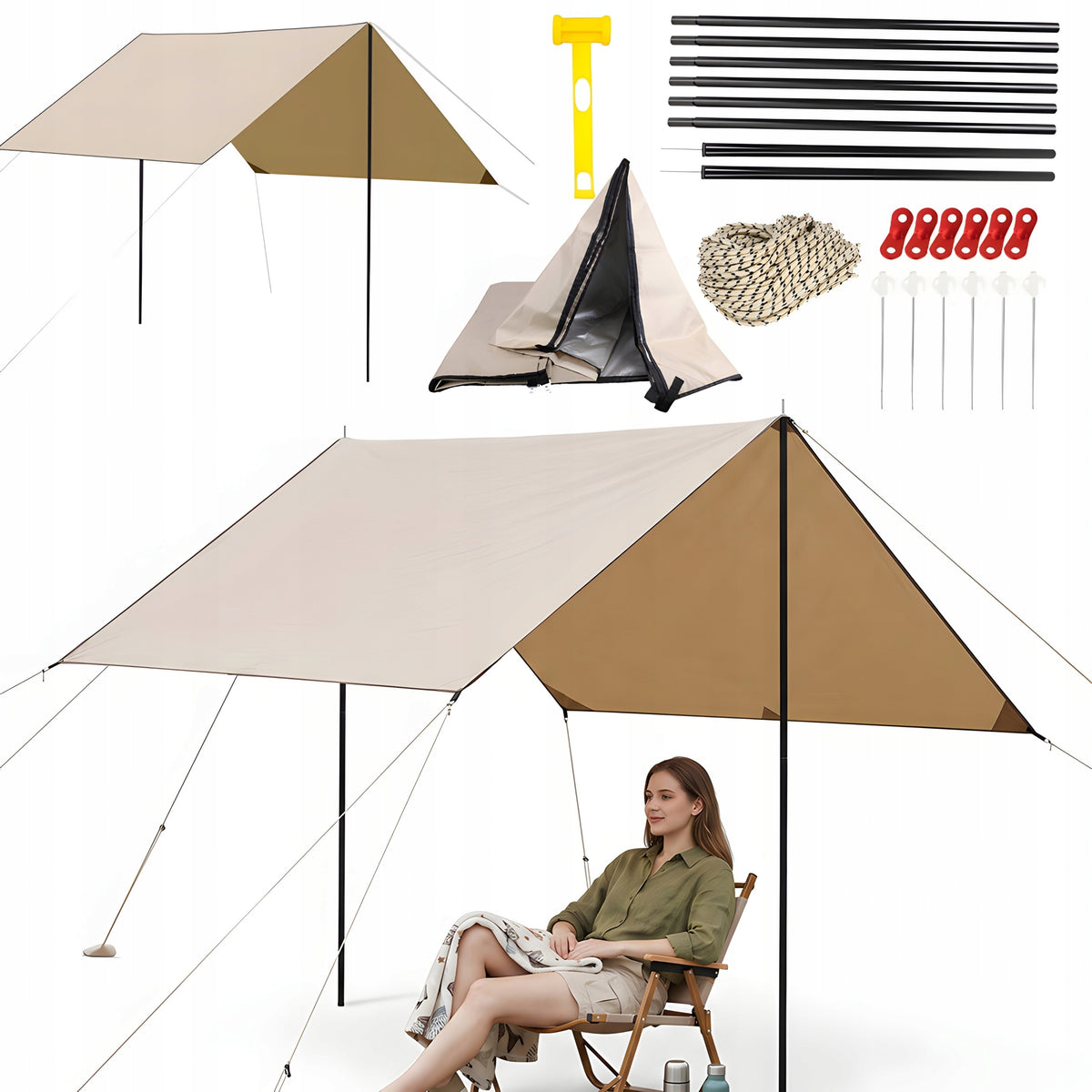 TARP SUN AWNING OXFORD 300X300CM UPF50 TENT TERRACE