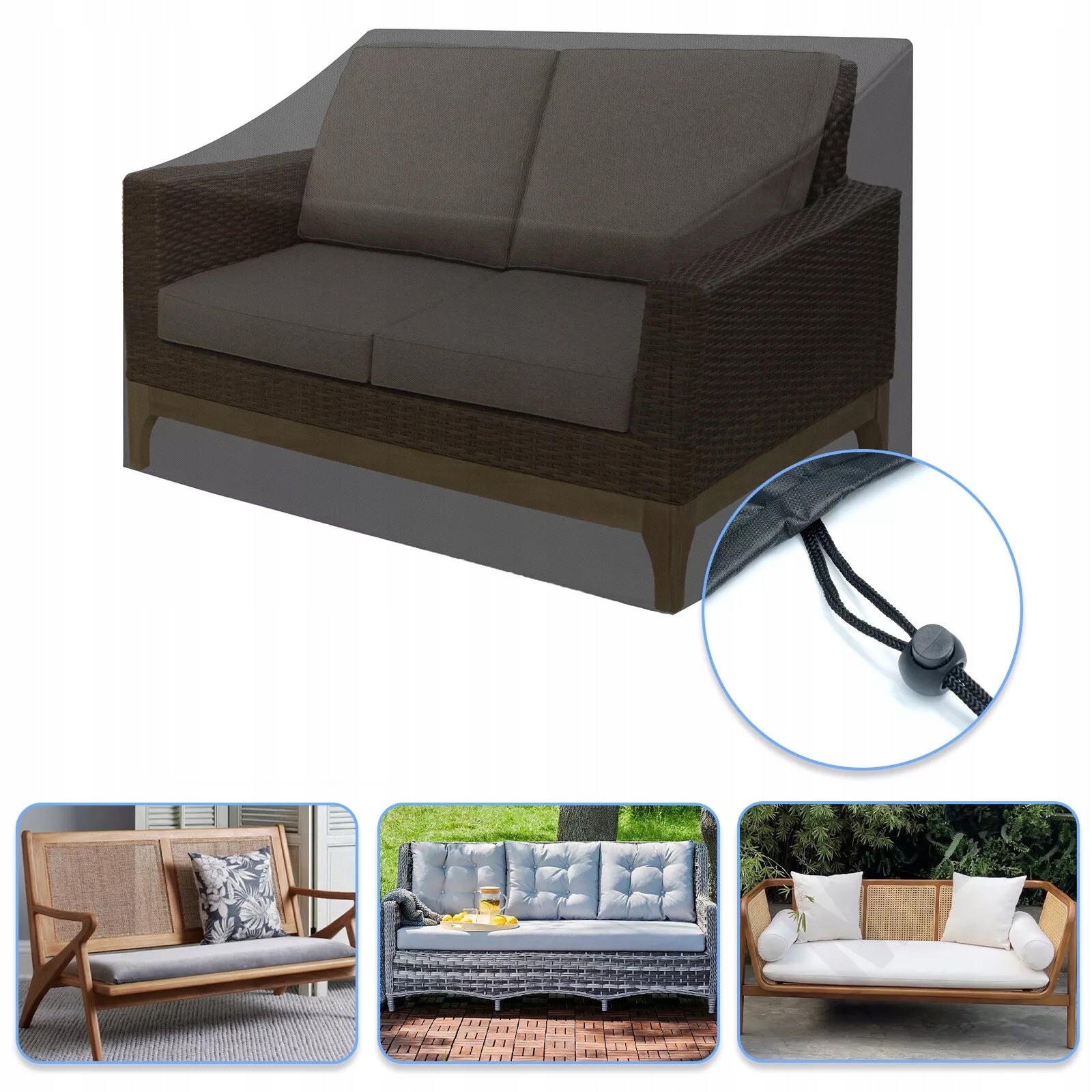 TARPAULIN PROTECTIVE COVER FOR GARDEN SOFA WATERPROOF Product weight with unit packaging 0.91 kg