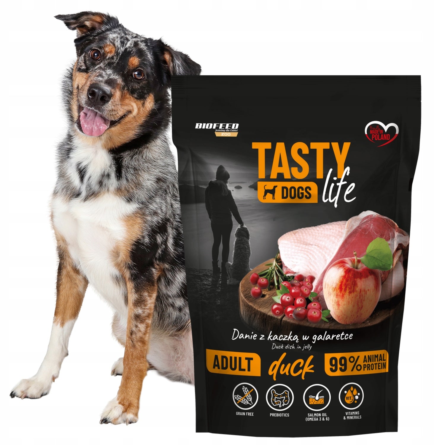 TASTY DOGS LIFE wet dog food with duck in jelly sachet 150g