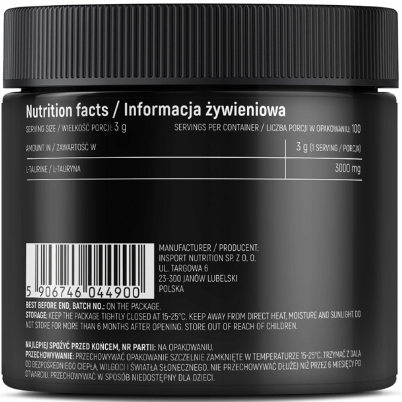 TAURINE 300g TAURINE AMINO ACID REGENERATION MUSCLE STRENGTH PURE | INSPORT Packaging status original