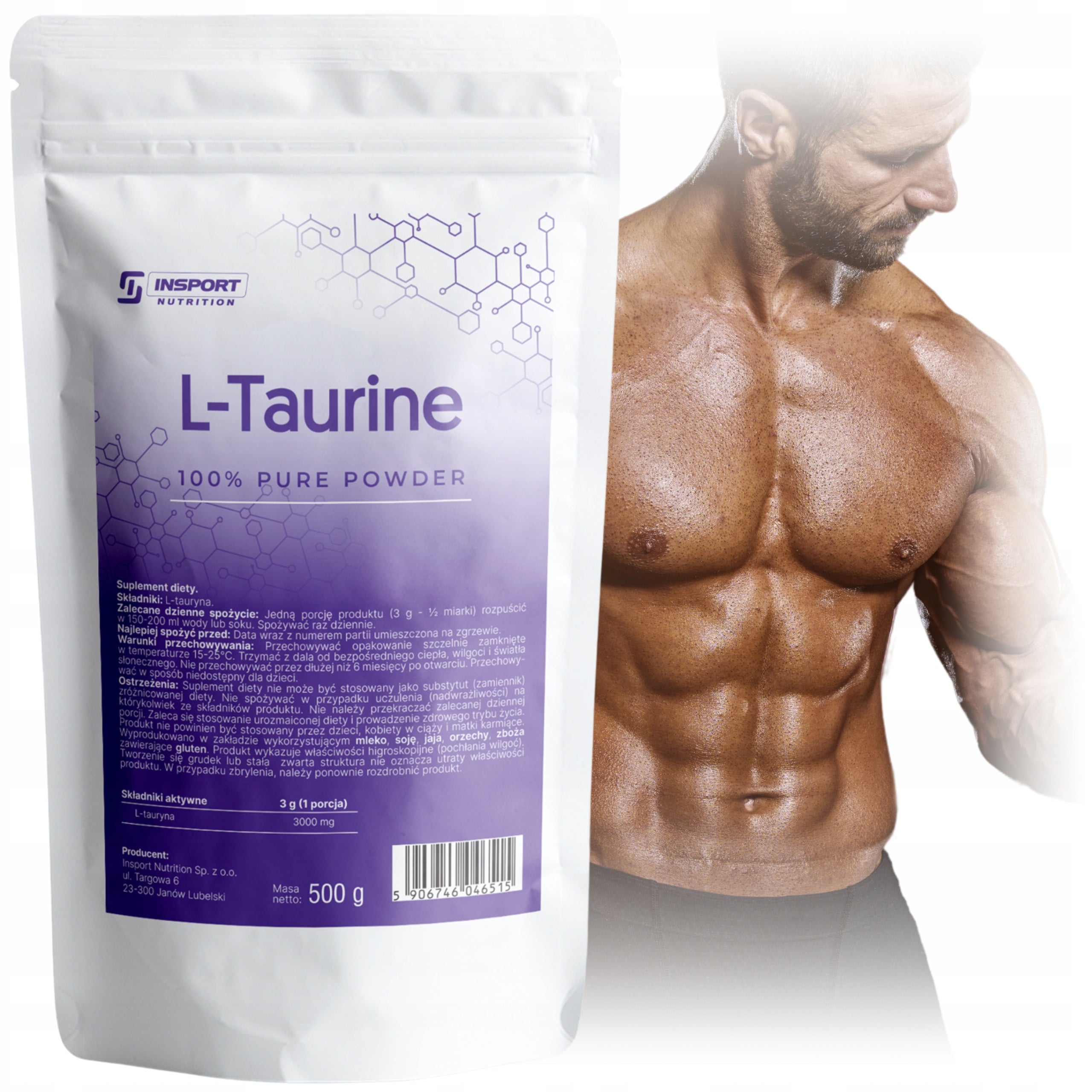 TAURINE Pure 3000mg 500g REGENERATION Strength AMINO ACIDS| INSPORT