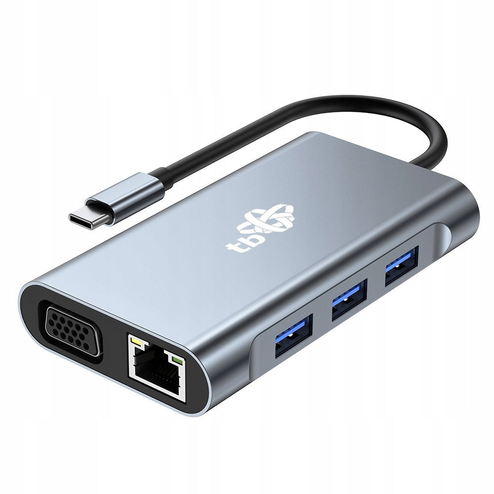 TB HUB Adapter USB C 8in1 HDMIx2 USB VGA RJ45 PD