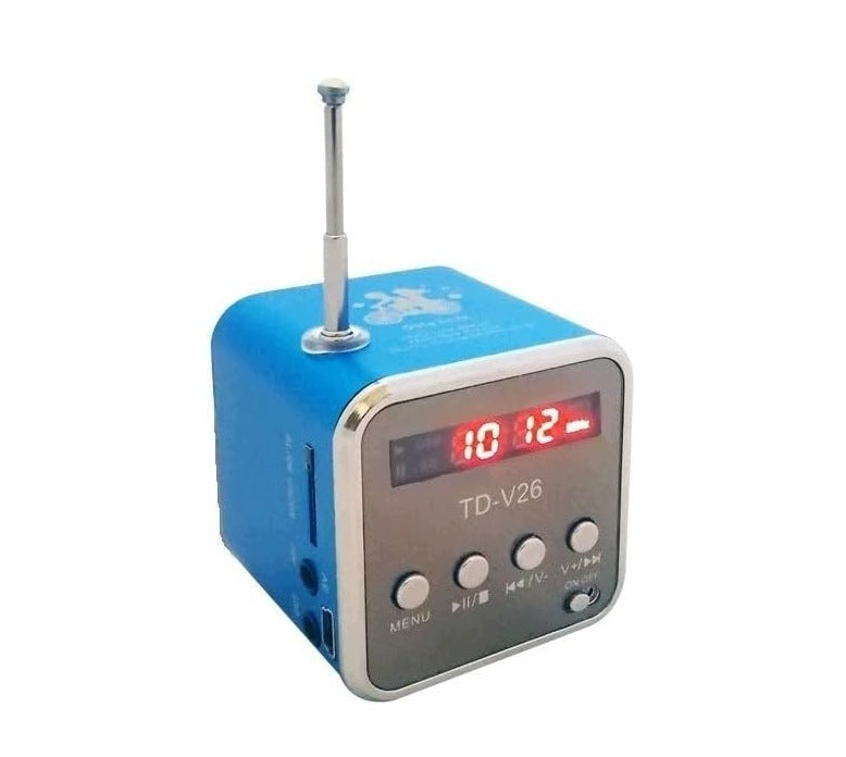 TD-V26 Mini Bluetooth Speaker MP3 FM Radio LCD Blue Manufacturer code E295