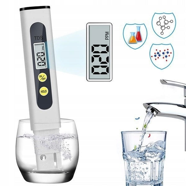 TDS Drinking Water Quality Tester White 1-999 ppm - Purity Meter