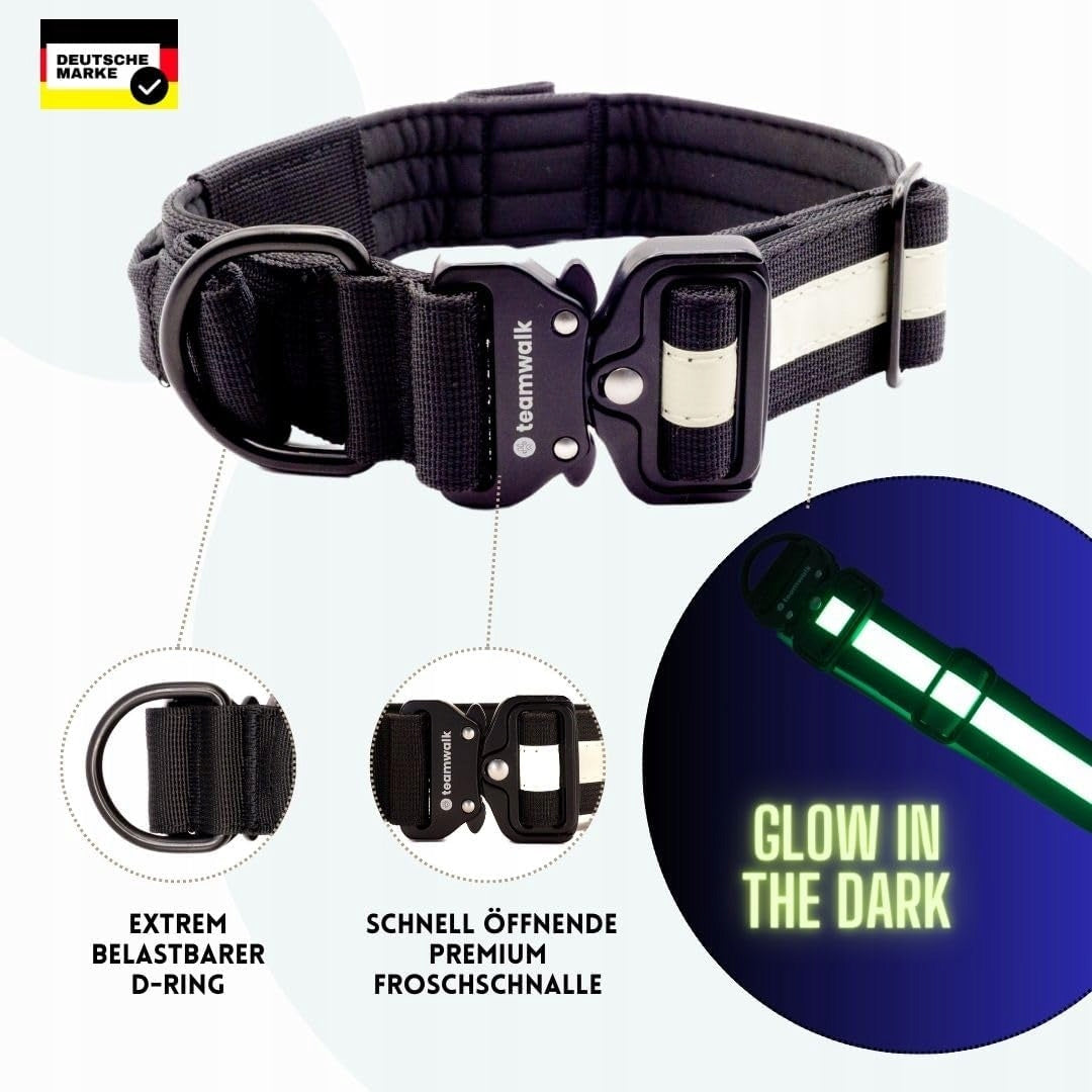 TEAMWALK DOG COLLAR TACTICAL MATERIAL WITH HANDLE ROZ. S BLACK