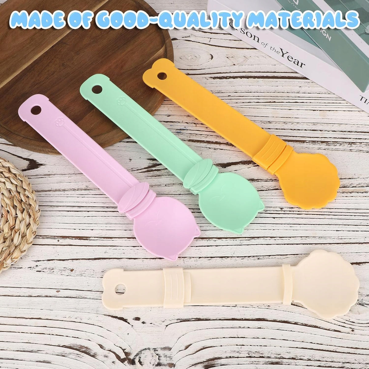 TEASPOONS FOR SQUEEZING CAT TREATS 4 PCS. DISPENSERS Kind bowl stands