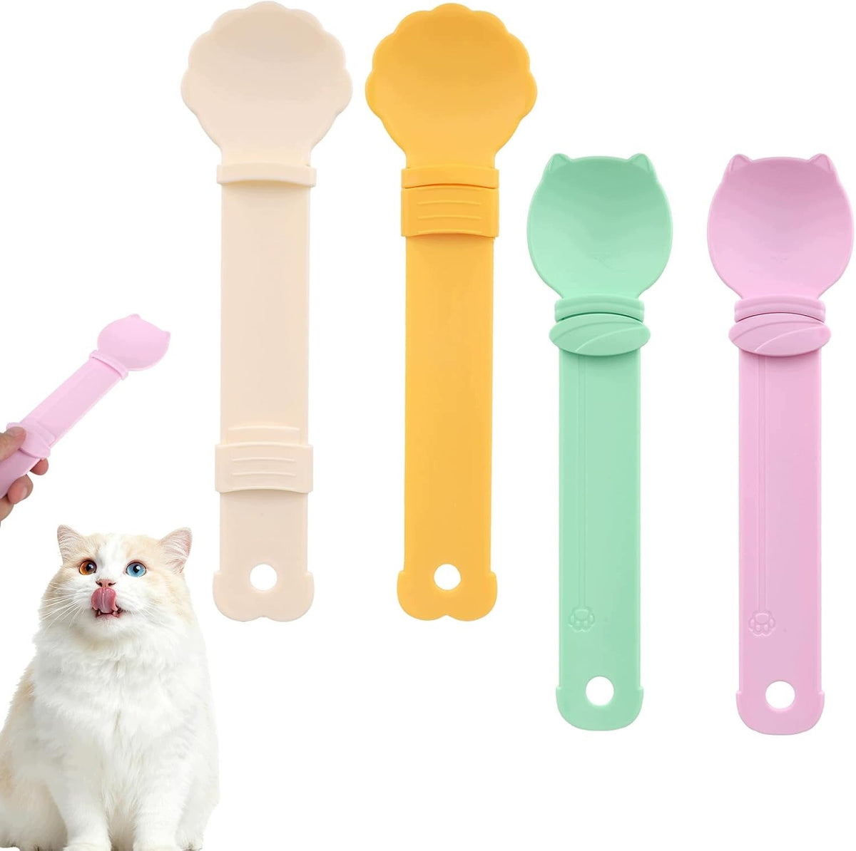 TEASPOONS FOR SQUEEZING CAT TREATS 4 PCS. DISPENSERS