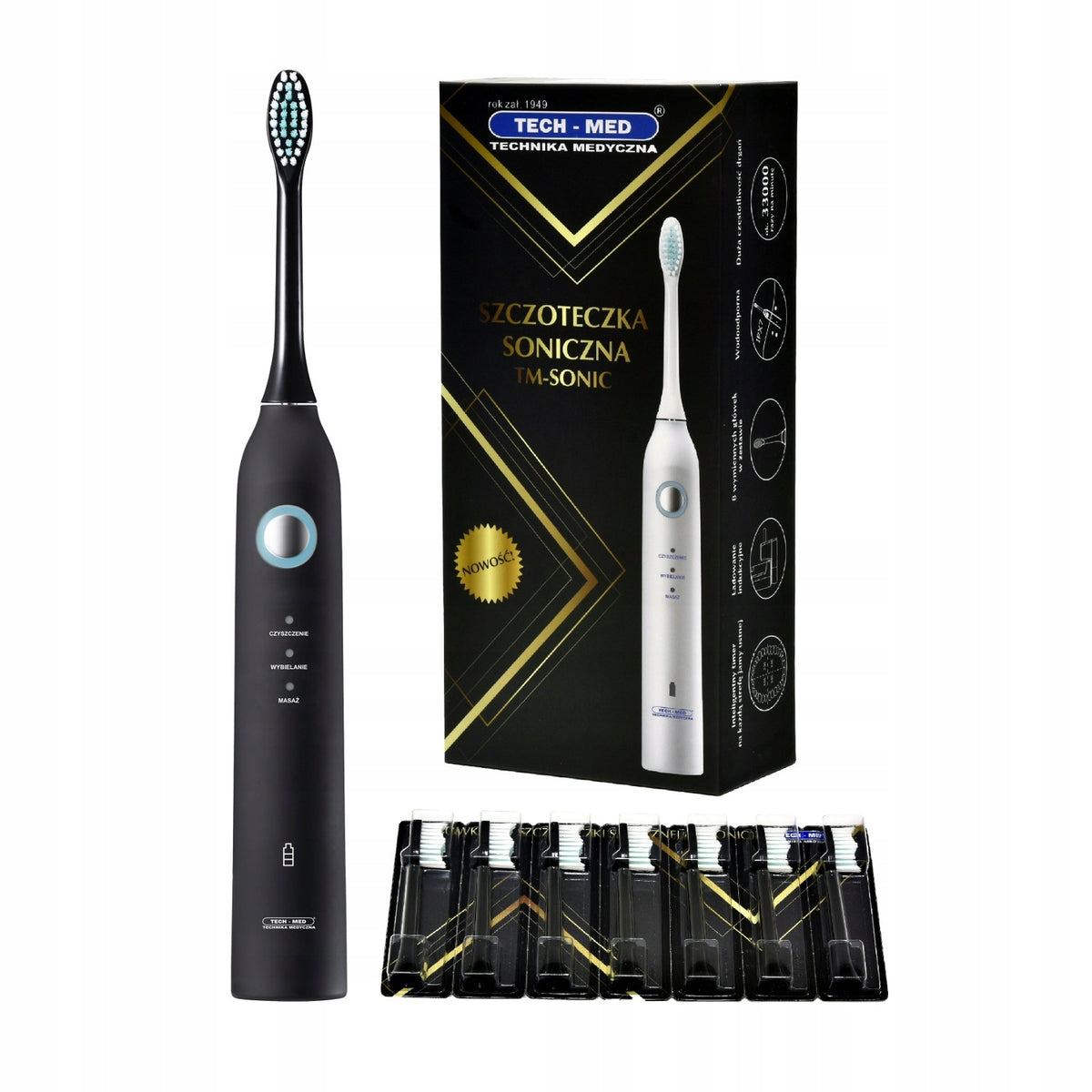 TECH-MED SONIC TOOTHBRUSH FOR TEETH 8 TIPS Brand no brand