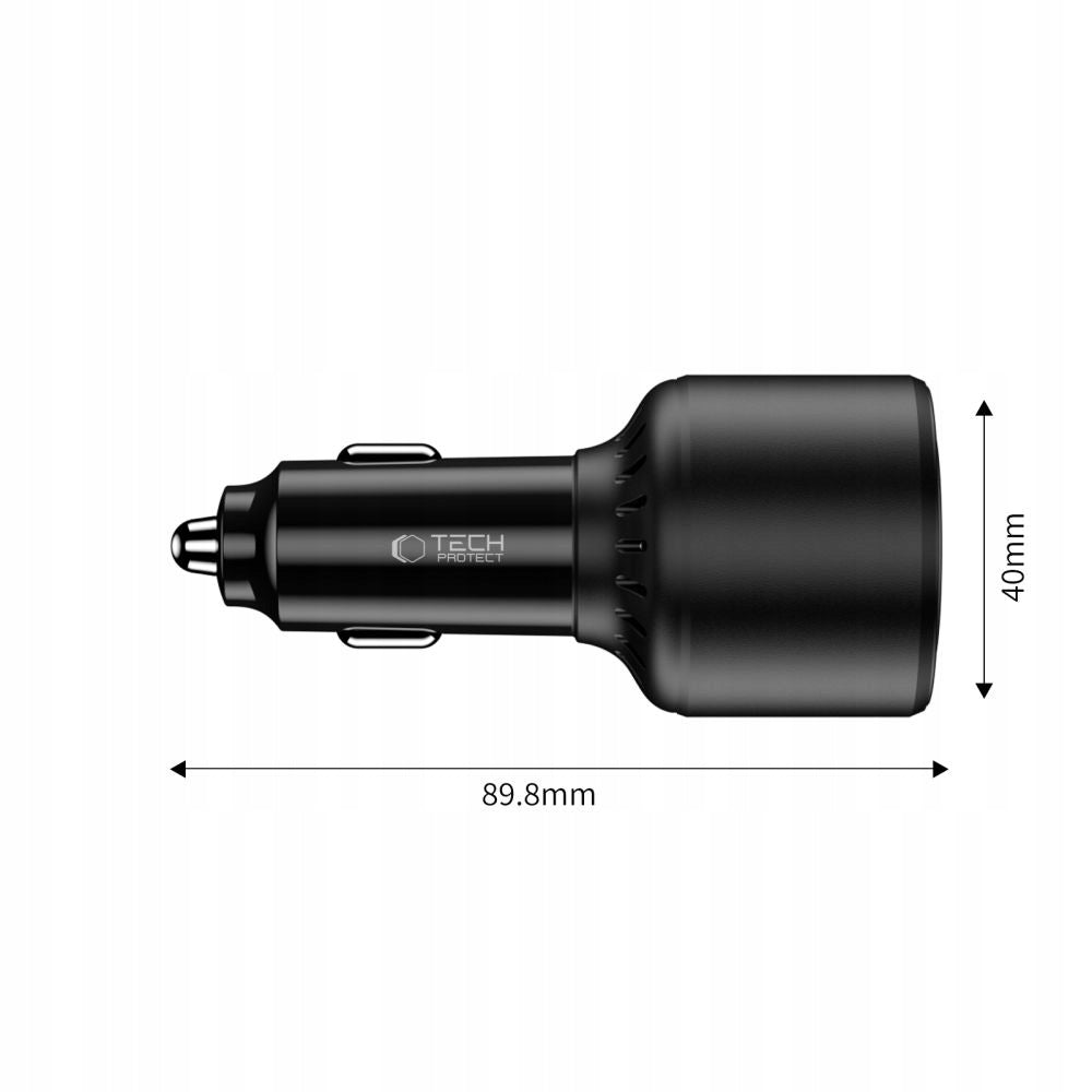 TECH-PROTECT CC04 3-PORT CAR CHARGER PD175W BLACK Ports USB typ C USB