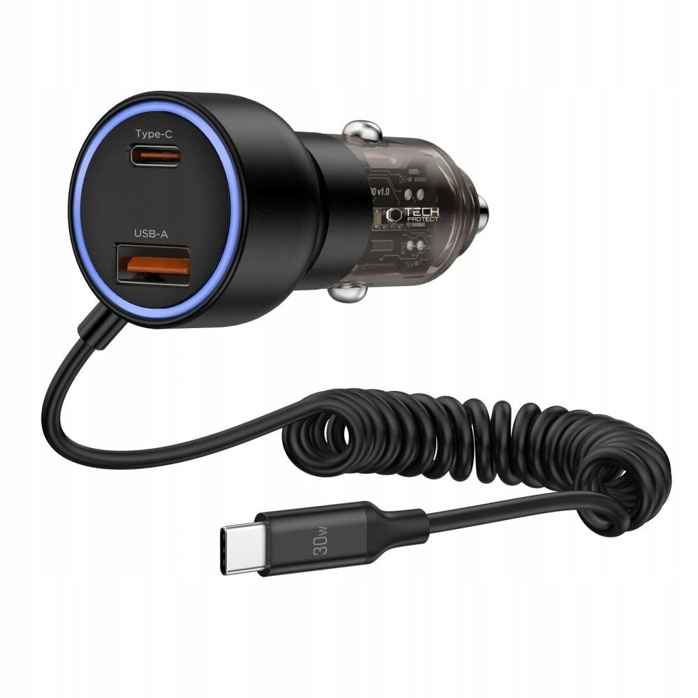 TECH-PROTECT CC05 2-PORT CAR CHARGER PD60W + CABLE BLACK Manufacturer Tech-protect