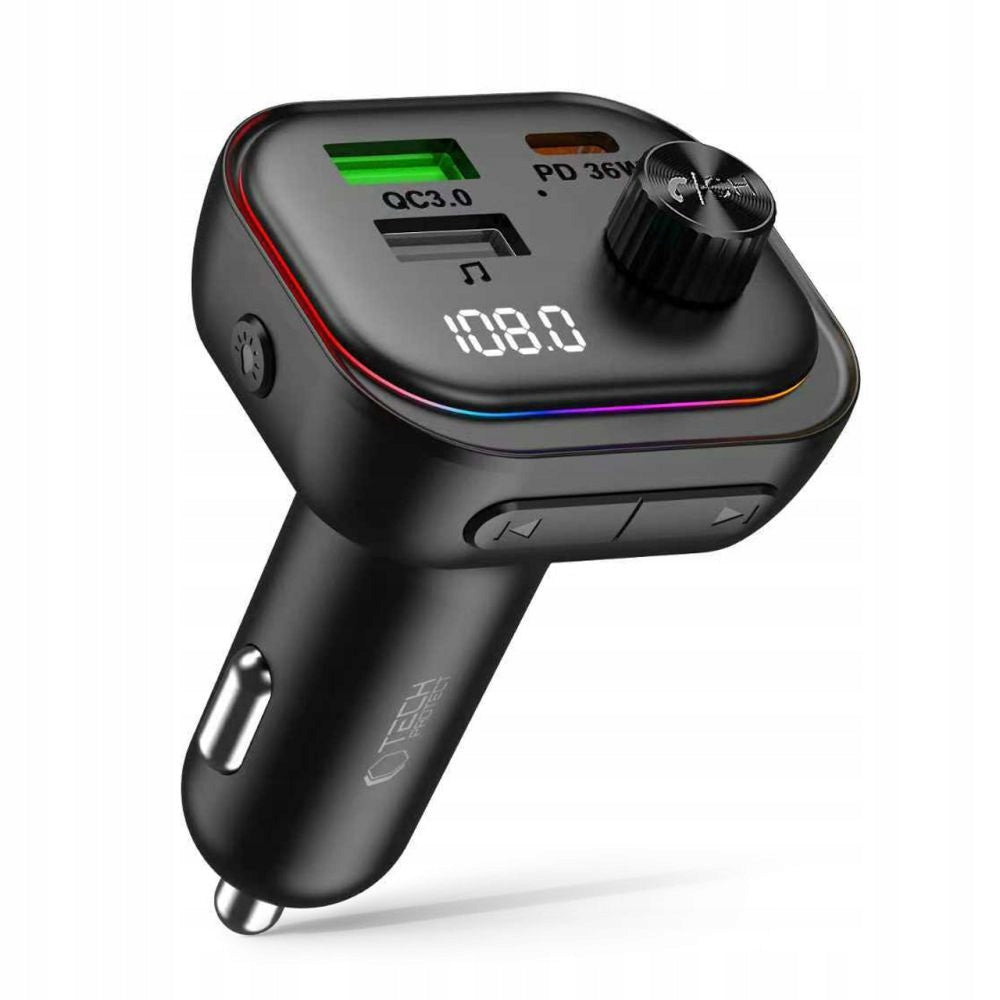 TECH-PROTECT CC07 3-PORT CAR CHARGER PD 54W + TRANSMITTER FM BLUETOOTH BLACK Manufacturer Tech-protect