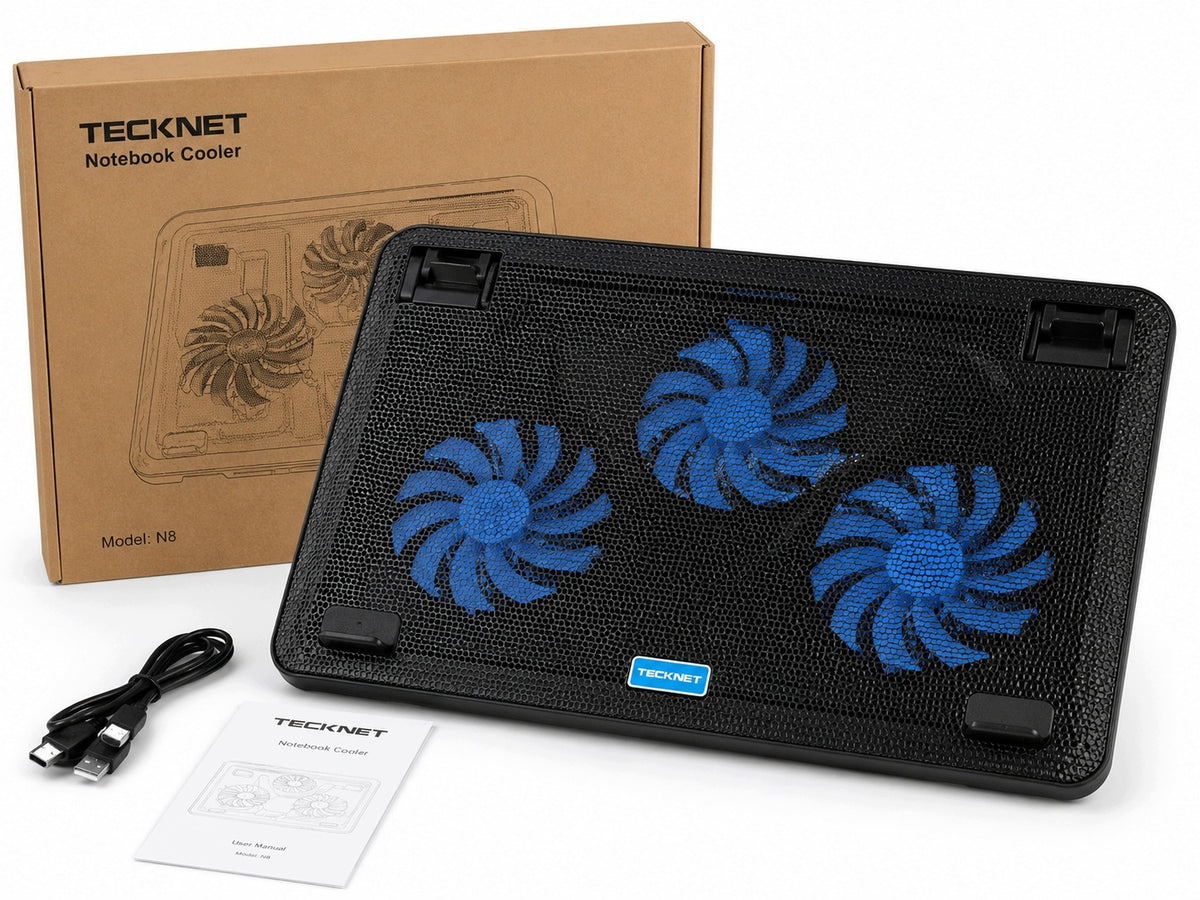 TECHNET N8 Cooling Stand Under Laptop 3 USB LED Fans Adjustable