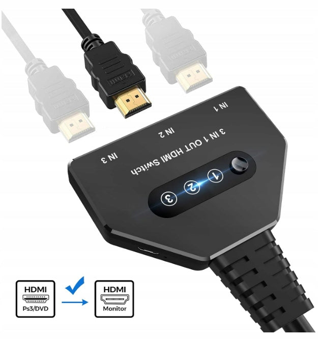 TECHOLE HDMI SWITCH, HDMI SWITCH 3 INPUTS, 1 OUTPUT HDMI HS329-BK Manufacturer code 457RUD