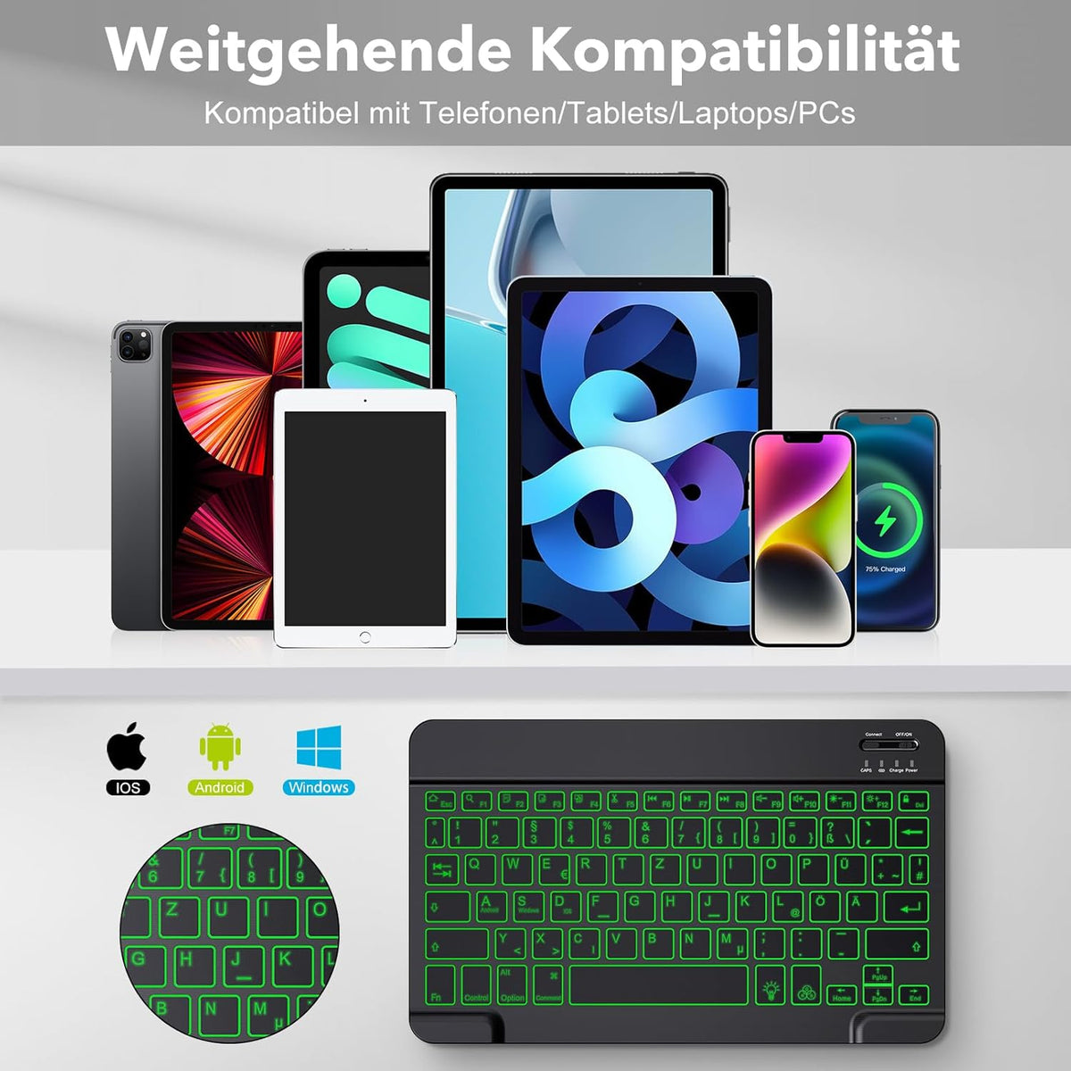 TECURS Wireless Keyboard + Bluetooth Mouse Kit QWERTZ Packaging status original