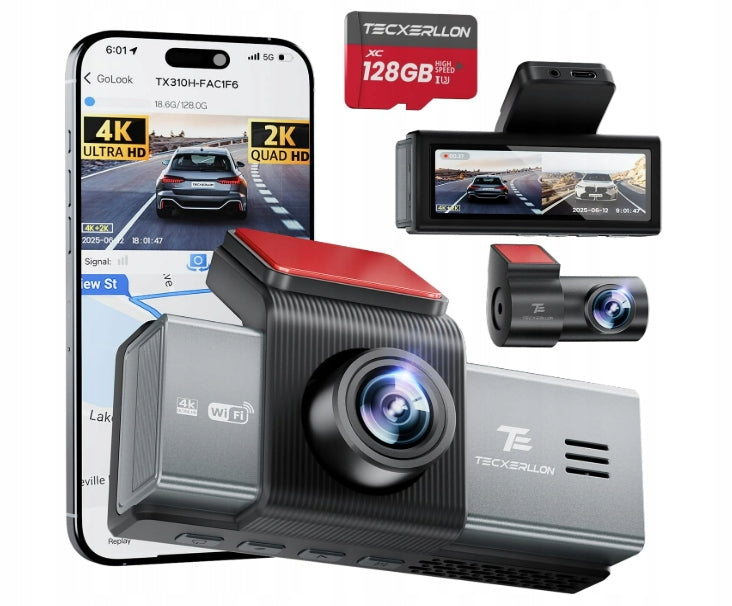 TECXERLLON TX310H Car Camera DVR Front Rear 4K GPS WIFI 5G