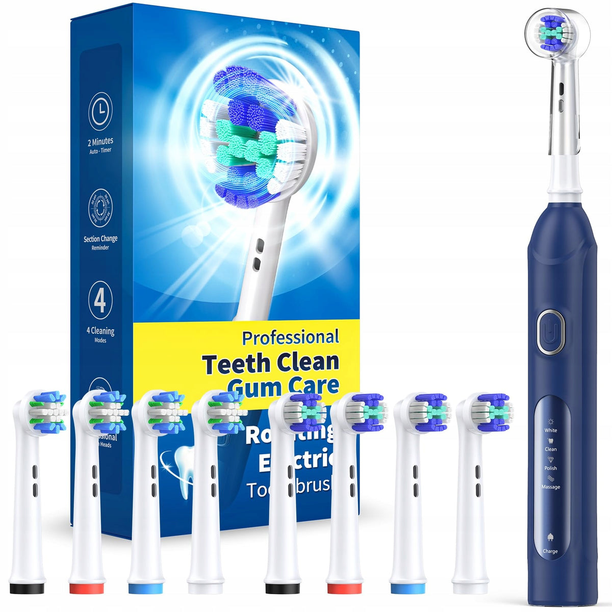 TEETHEORY Electric Rotary Toothbrush 8 Heads 4 Modes