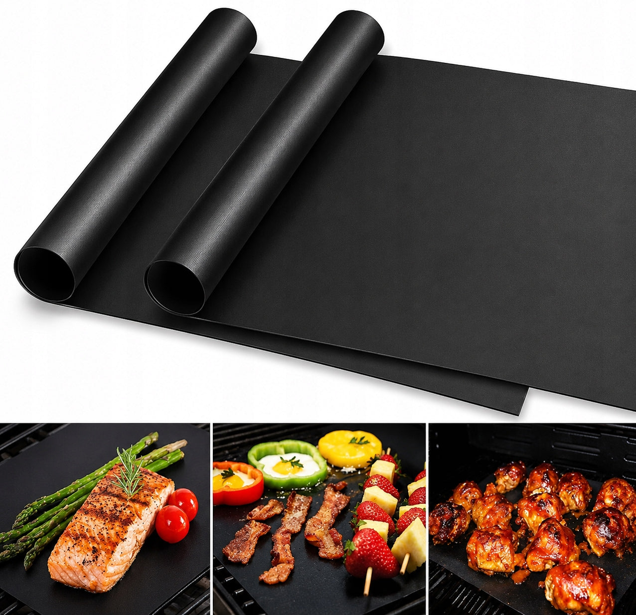 TEFLON MAT 2PCS FOR OVEN BBQ GRILL BAKING TRAY Manufacturer code MATA004 TEFLONOWA TACKA DO GRILLA PIECZENIA