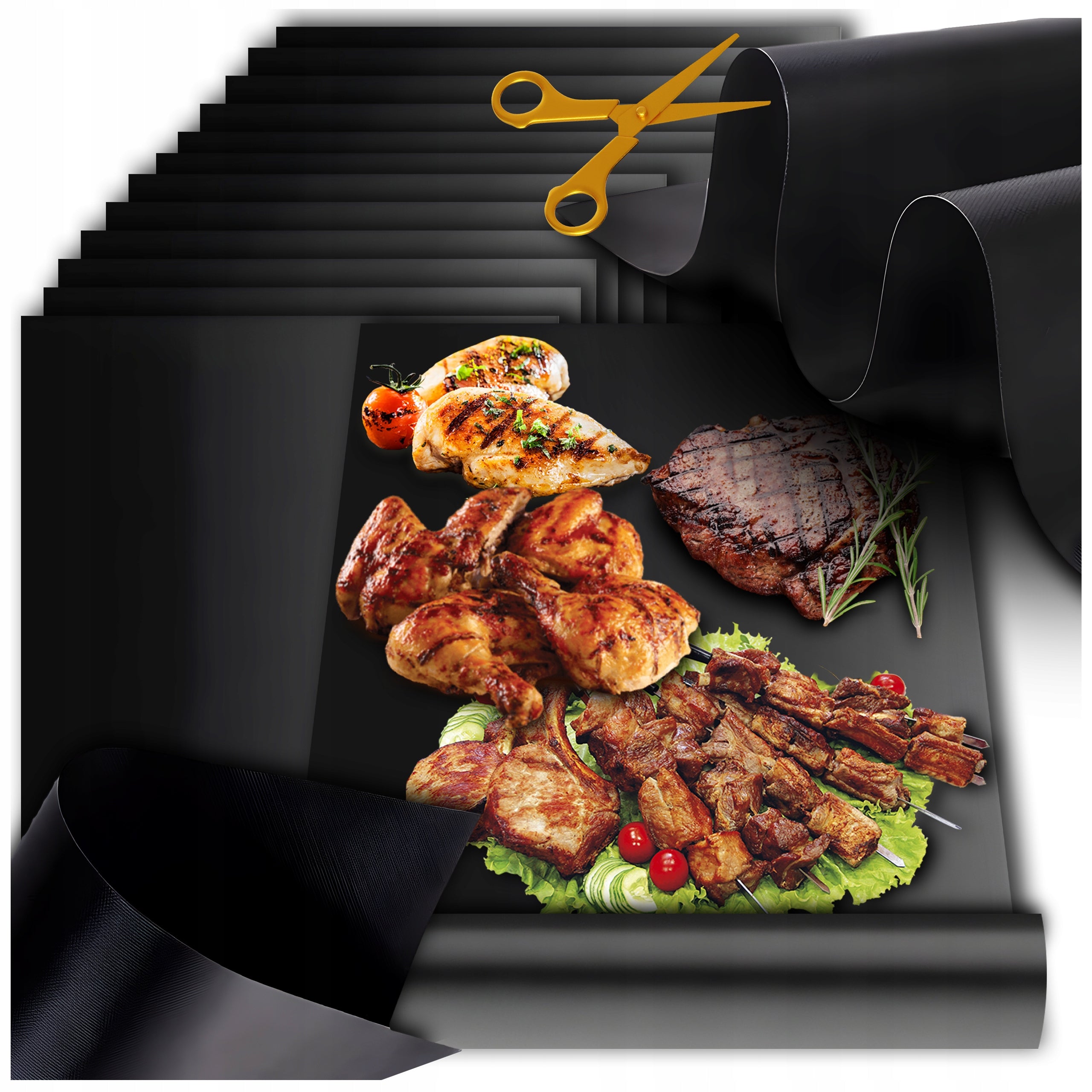 TEFLON MAT GRILL PAD FOR BAKING TRAY REUSABLE BBQ 12 PCS