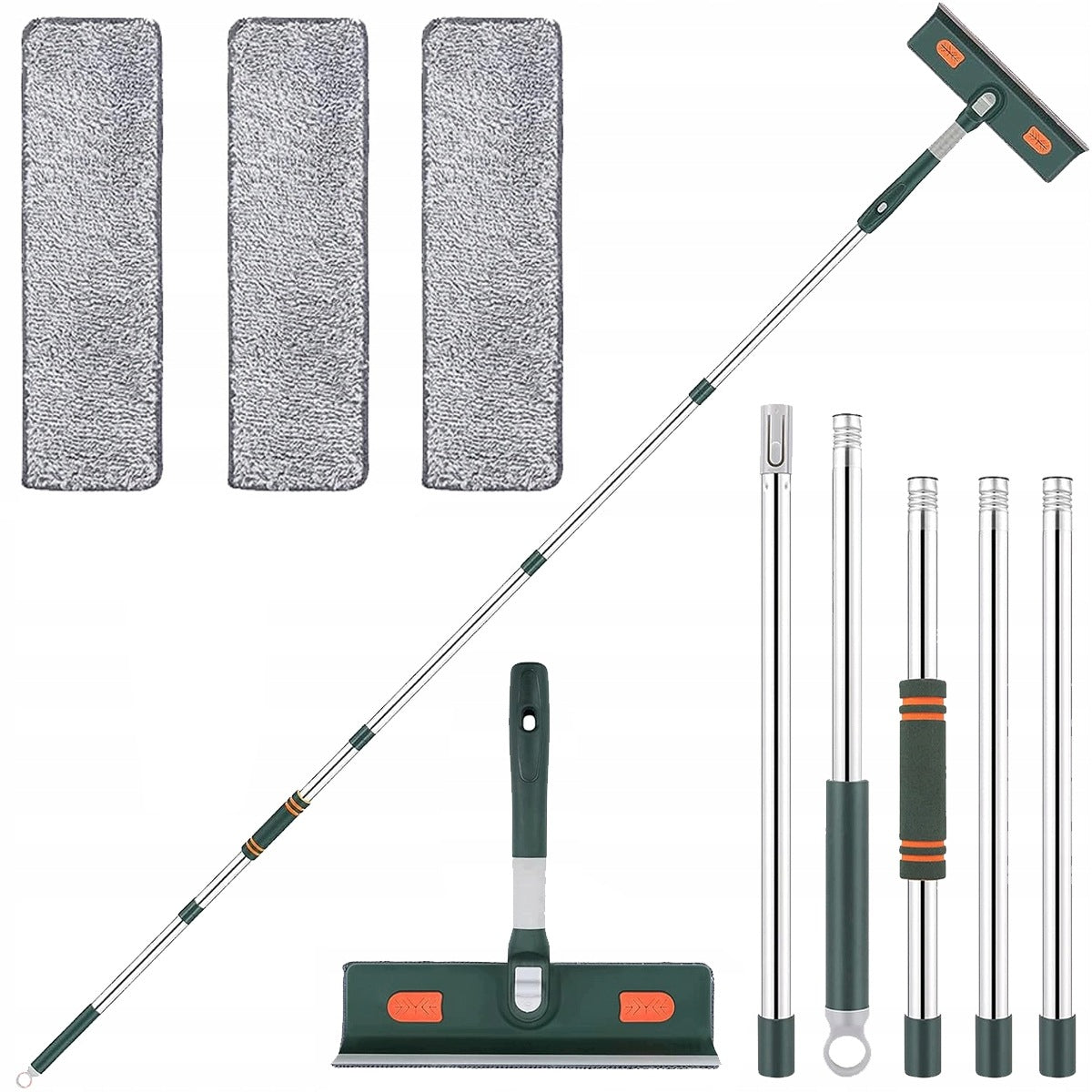TELESCOPIC BRUSH FOR SOLAR PANELS AND WITH MOP SCRAPER