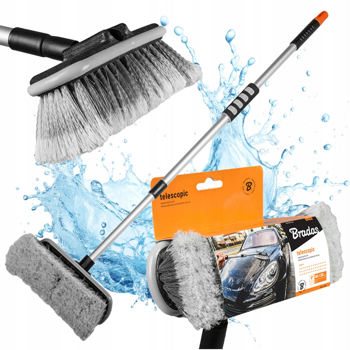 TELESCOPIC BRUSH FOR WASHING CARS PANELS PHOTO WINDOWS 130CM