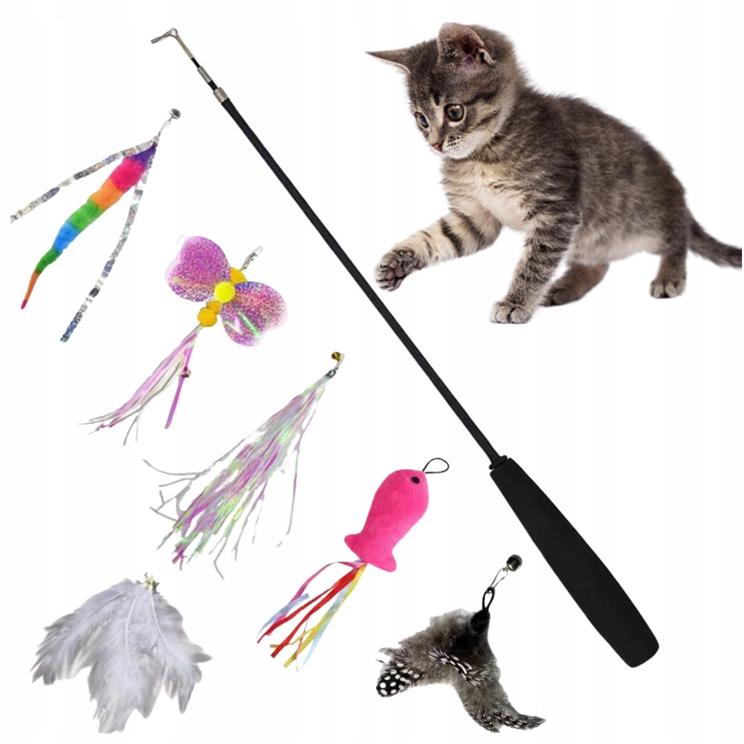 TELESCOPIC CAT FISHING ROD 7 INTERCHANGEABLE FEATHER TIPS VIPER FISH BUTTERFLY