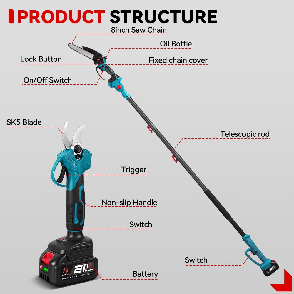 TELESCOPIC CORDLESS CHAINSAW 2M OREGON PRUNER BOOM 2AKU Packaging status original